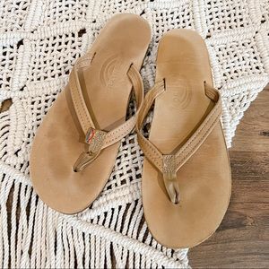 Woman’s Leather Rainbow Flip Flop Sandals